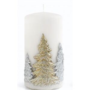 Dekoratívna sviečka Winter Trees III biela
