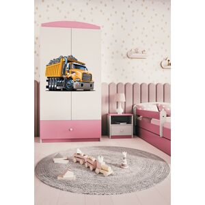 Dětská skříň Babydreams 90 cm náklaďák růžová